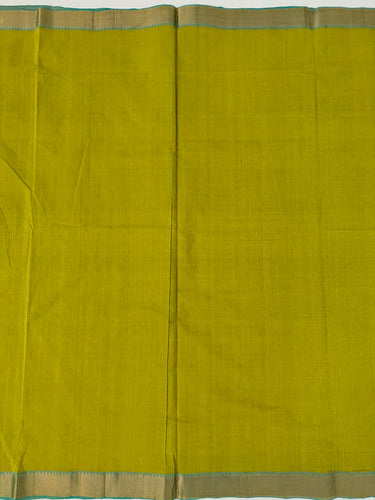 Handwoven Mangalgiri Cotton Saree | Chartreuse | Gold Zari | Handwoven | Ships from California
